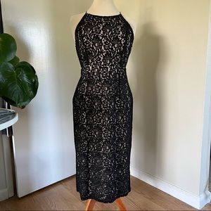 Sexy Open Back Lace Midi Dress